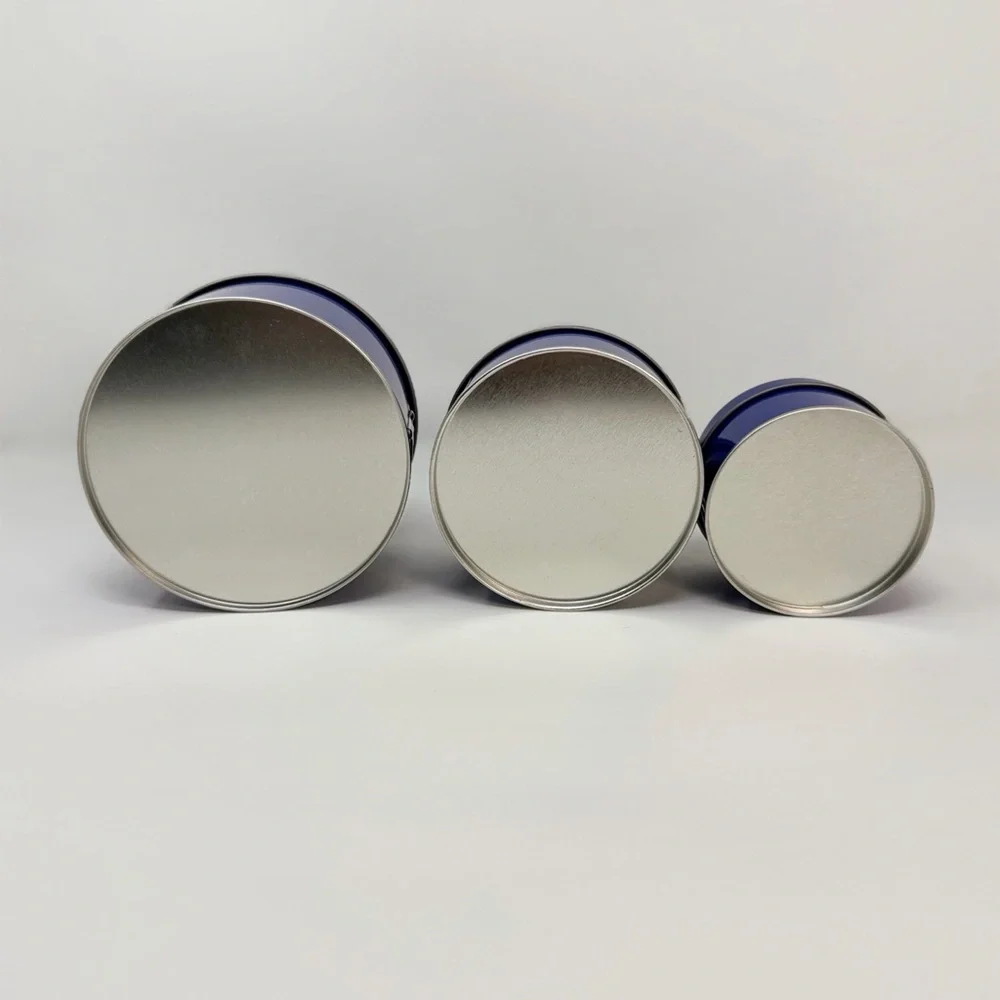 Blue Nesting Storage Tins Set of 3 Minimalist Home Organization Decor